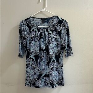 Ann Taylor Black and Blue Paisley Blouse